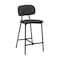 Armen Living Rococo 26" Gray Faux Leather and Metal Counter Height Bar Stool LCROBABLGRY26 - alternate 1